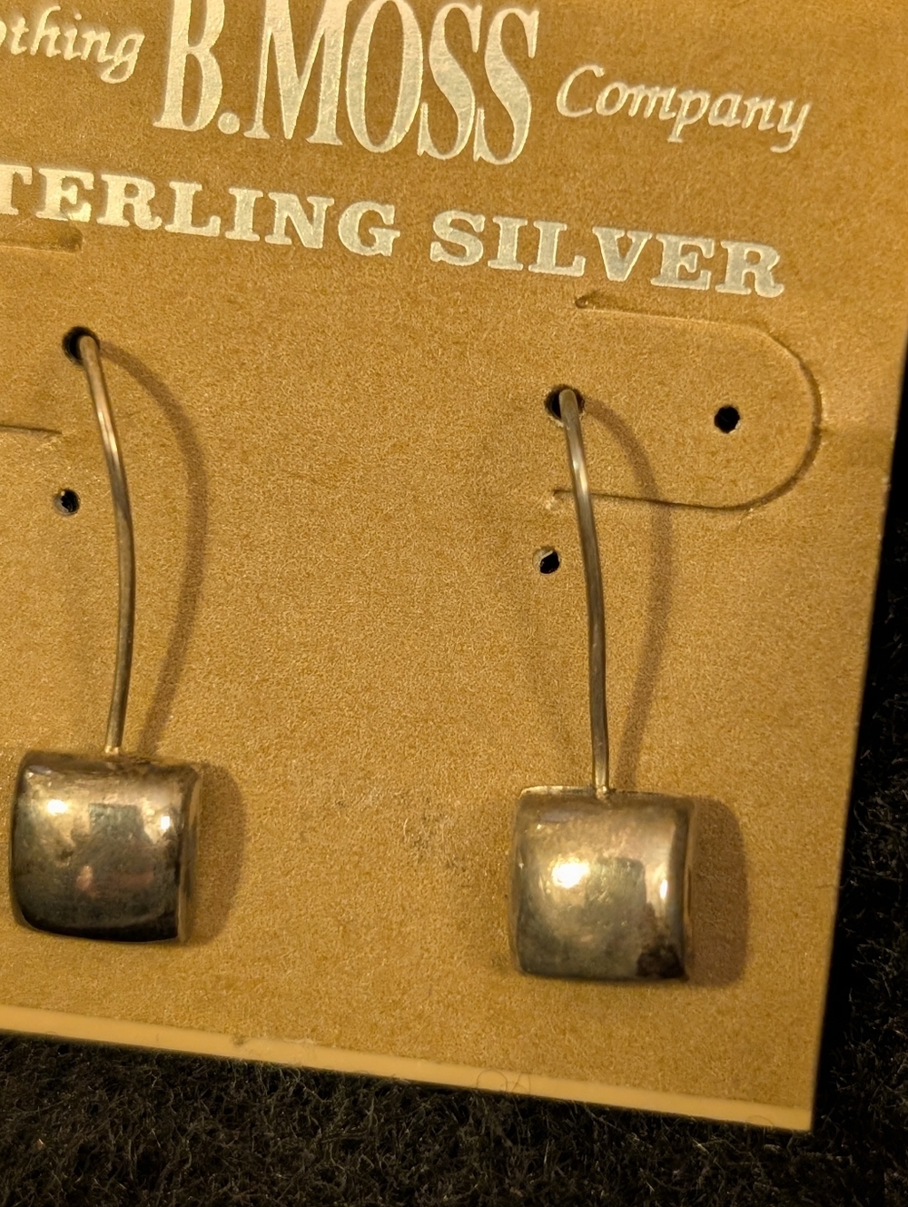 B. Moss Sterling Silver Square Drop Earrings - Silver